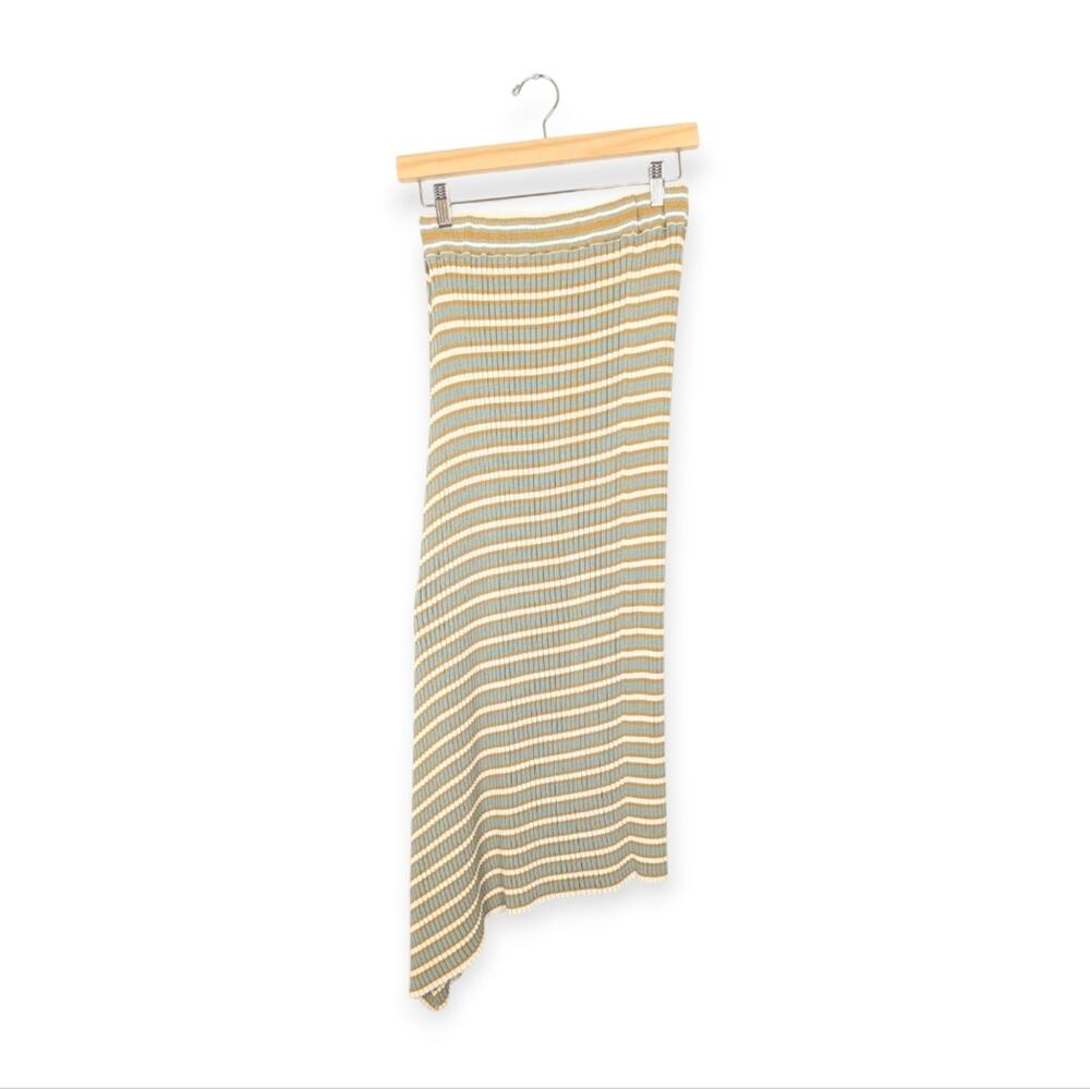 Club Monaco Striped Asymmetrical Ribbed Midi Skirt Size XL